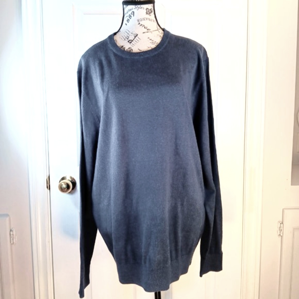 NWT Denver Hayes Men's Lightweight Knit Sweater Size L Navy Blue Crewneck